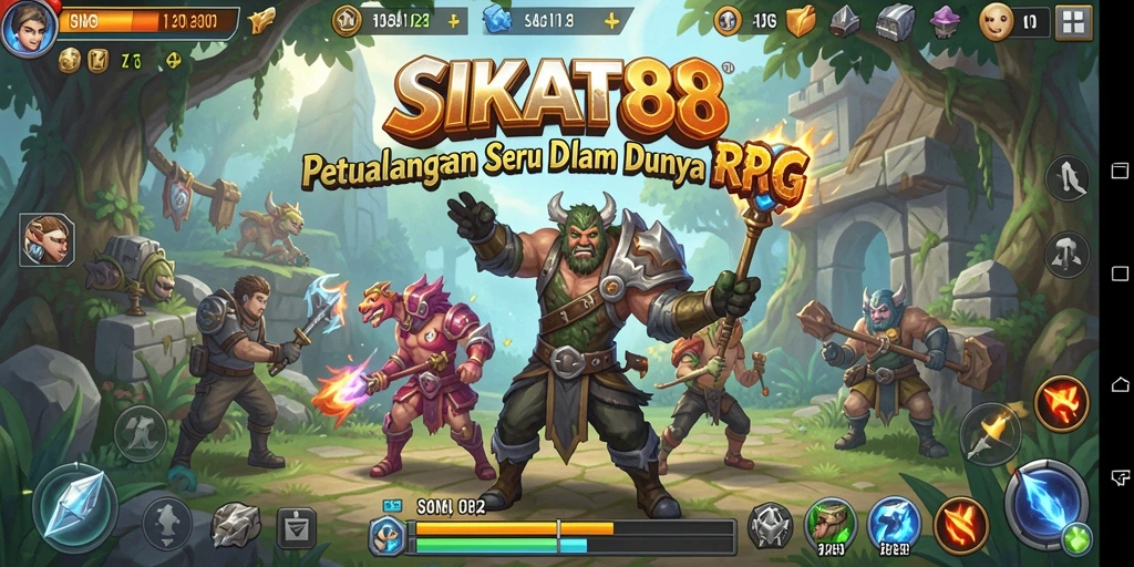 Tangkapan layar utama SIKAT88 menampilkan aksi epik dalam pertarungan RPG.