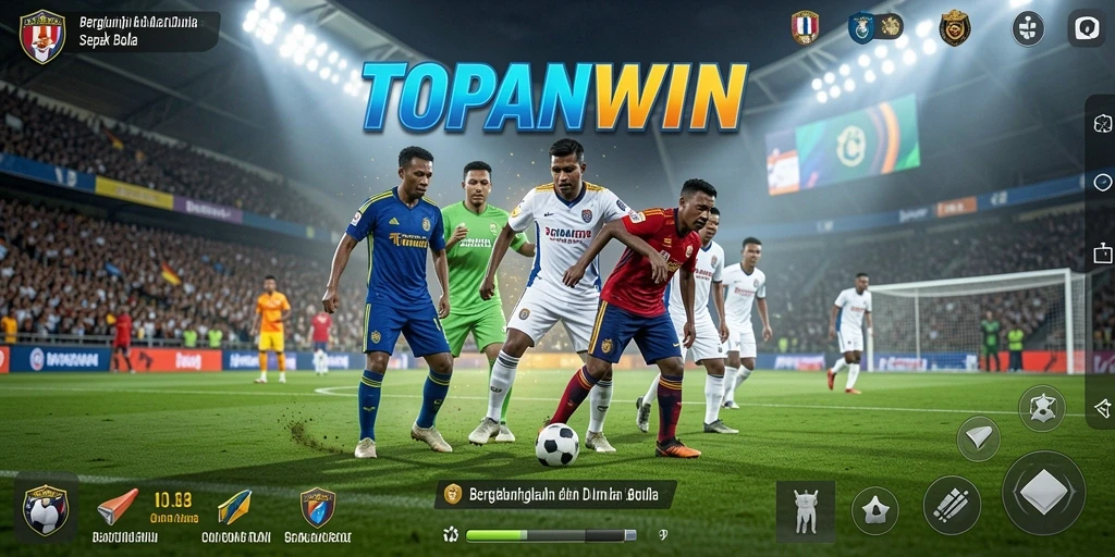 Tampilan seru gameplay sepak bola di TOPANWIN.
