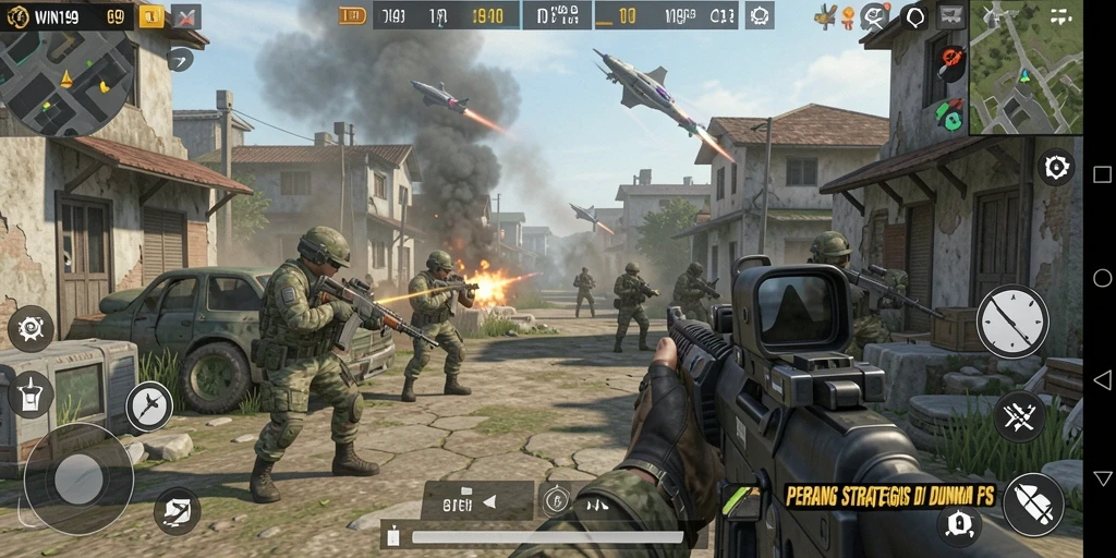 Tangkapan layar menunjukkan aksi intense dalam gameplay WIN199.